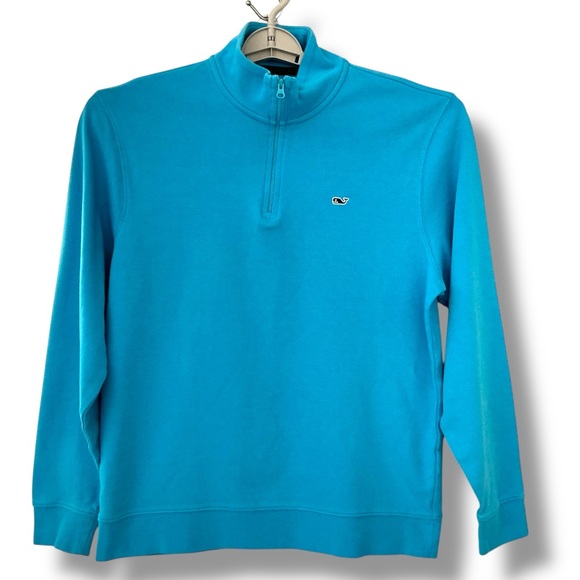 Vineyard Vines Men's Saltwater Aqua Teal Blue Zip-Up Sweater Sweatshirt Medium - Picture 2 of 15